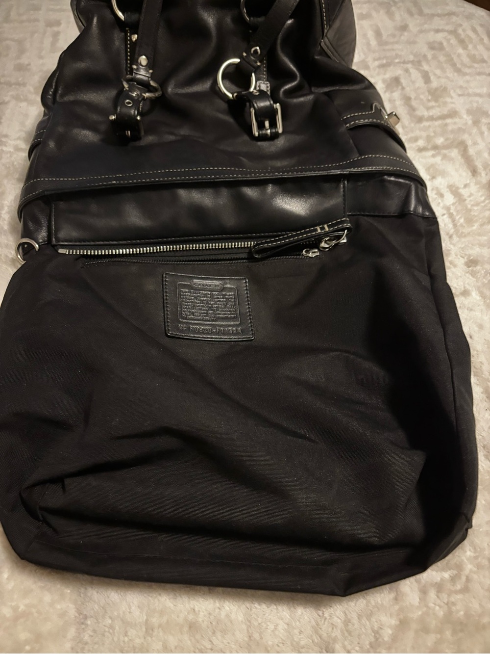 Coach Black Leather Tote with Silver Hardware - Picture 5 of 12